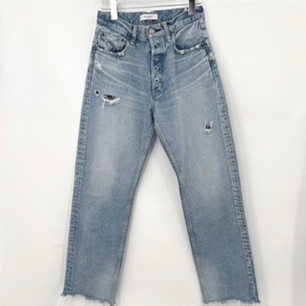 MOUSSY VINTAGE Aberdeen Jeans Women 26 Distressed Luxury Straight Leg Streetwear